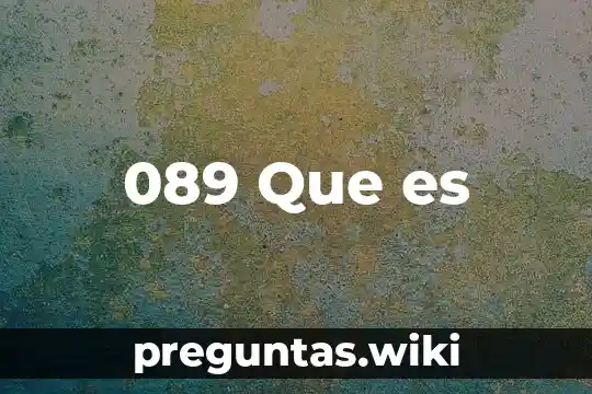 089 Que es