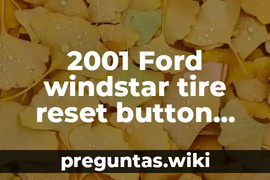 2001 Ford windstar tire reset button que es