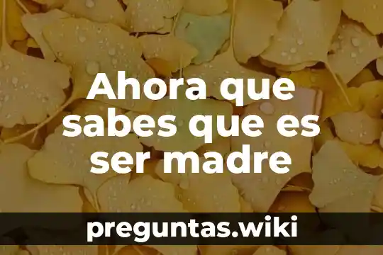 Ahora que sabes que es ser madre