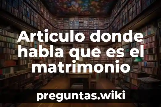 Articulo donde habla que es el matrimonio