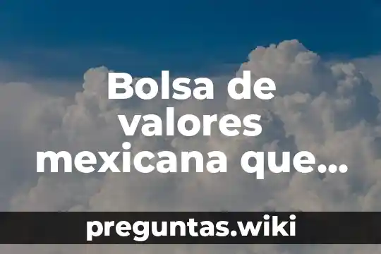 Bolsa de valores mexicana que es