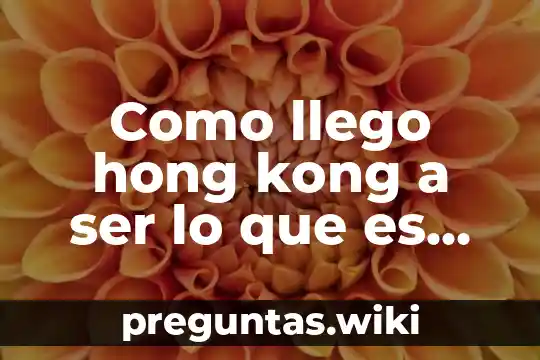 Como llego hong kong a ser lo que es hoy