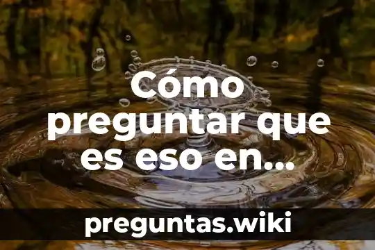 Cómo preguntar que es eso en inglés