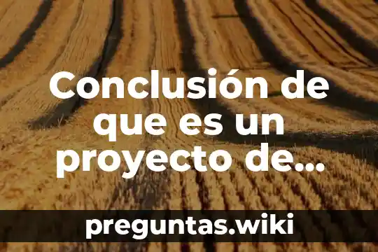 Conclusión de que es un proyecto de investigación