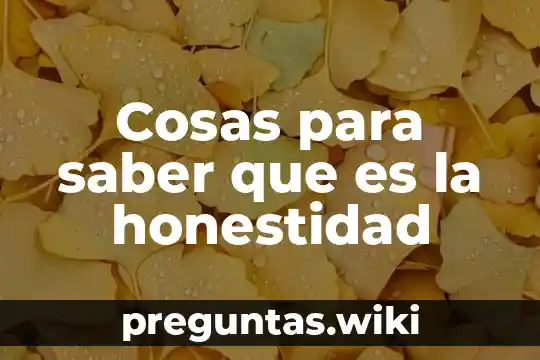 Cosas para saber que es la honestidad