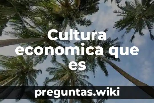 Cultura economica que es