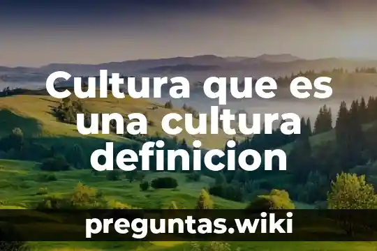 Cultura que es una cultura definicion