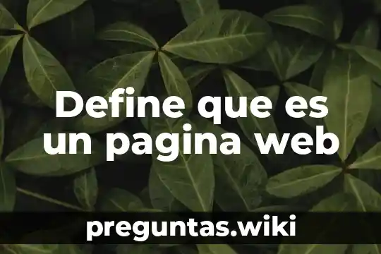 Define que es un pagina web