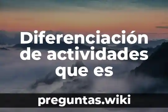 Diferenciación de actividades que es