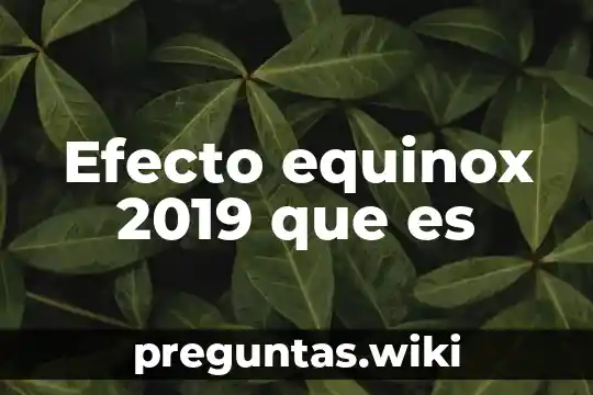 Efecto equinox 2019 que es
