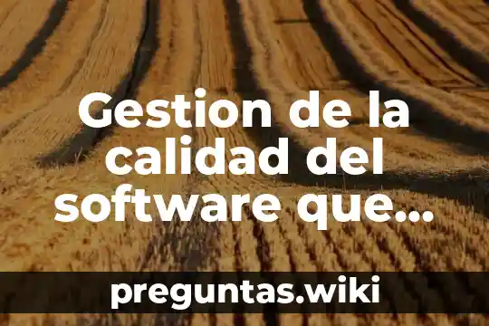 Gestion de la calidad del software que es