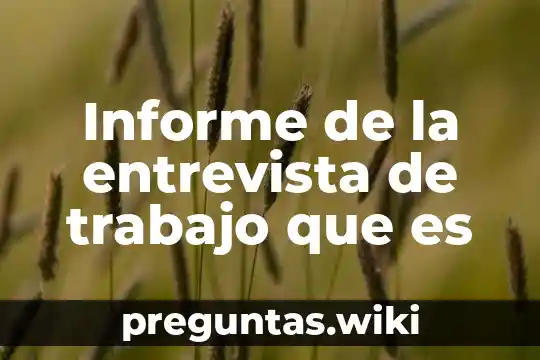 Informe de la entrevista de trabajo que es