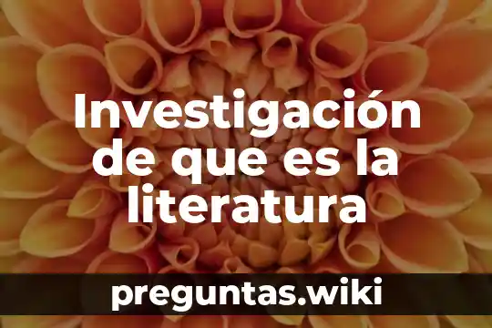 Investigación de que es la literatura