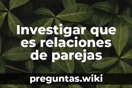 Investigar que es relaciones de parejas