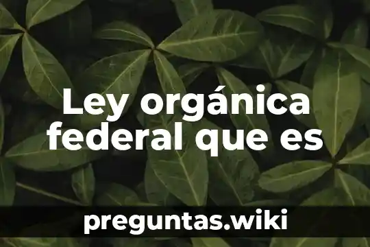 Ley orgánica federal que es