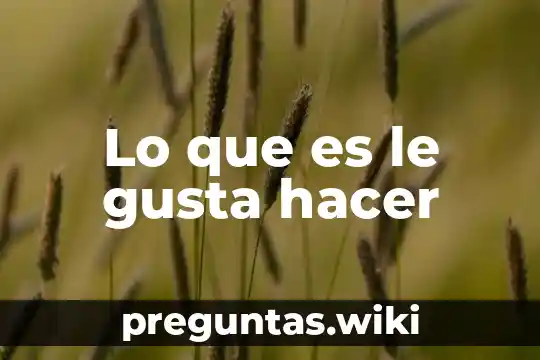Lo que es le gusta hacer