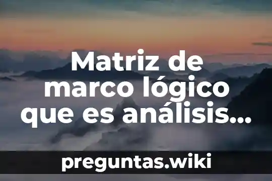 Matriz de marco lógico que es análisis de alternativas
