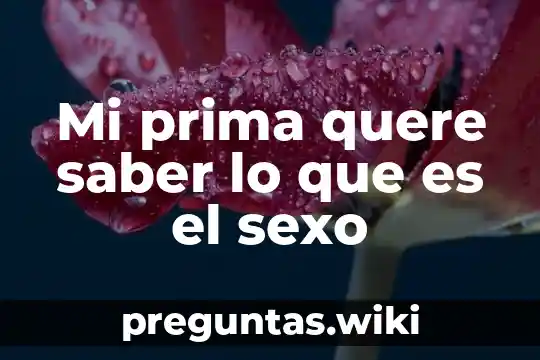 Mi prima quere saber lo que es el sexo