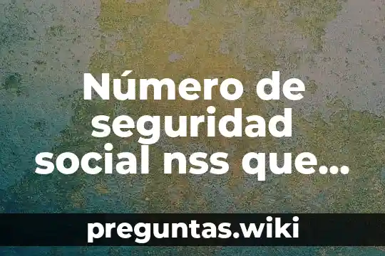 Número de seguridad social nss que es