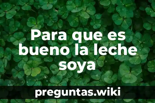 Para que es bueno la leche soya