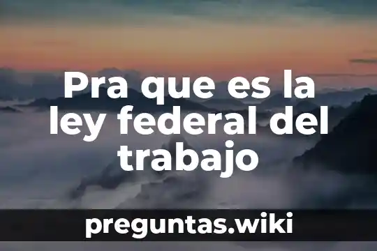Pra que es la ley federal del trabajo