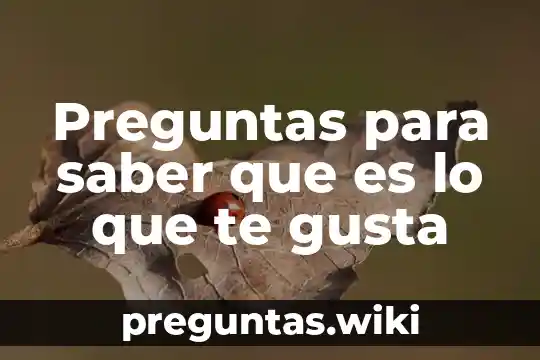 Preguntas para saber que es lo que te gusta