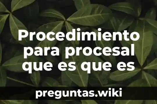 Procedimiento para procesal que es que es