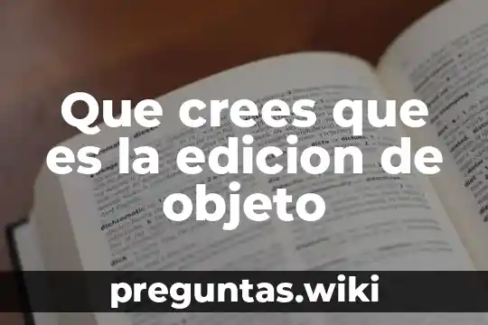 Que crees que es la edicion de objeto