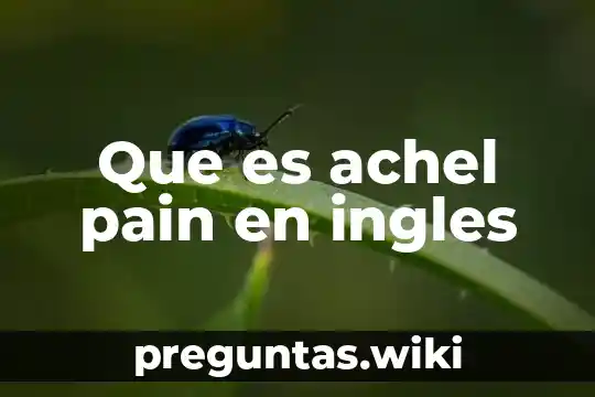 Que es achel pain en ingles