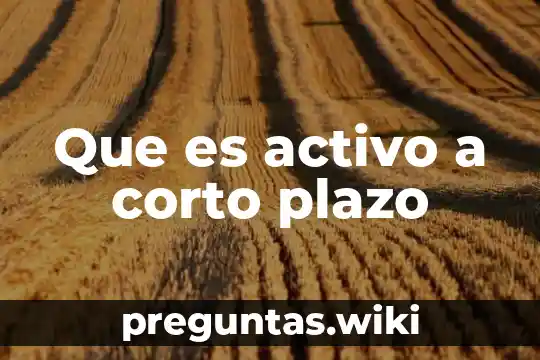 Que es activo a corto plazo