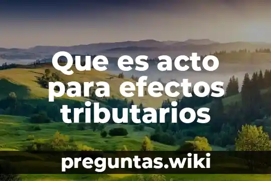 Que es acto para efectos tributarios