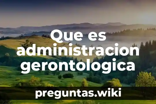 Que es administracion gerontologica