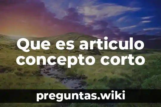 Que es articulo concepto corto