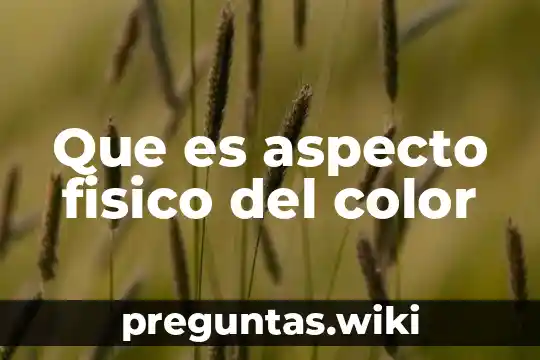 Que es aspecto fisico del color