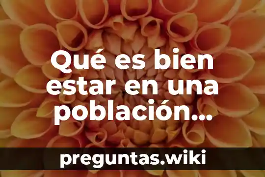 Qué es bien estar en una población desarrollo económico