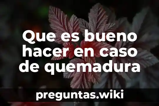 Que es bueno hacer en caso de quemadura