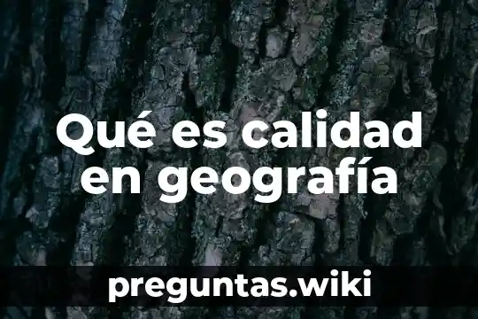 Qué es calidad en geografía