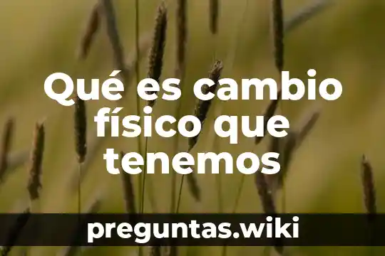 Qué es cambio físico que tenemos