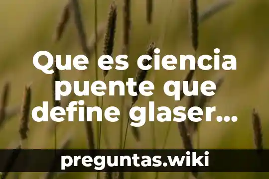 Que es ciencia puente que define glaser en 1982