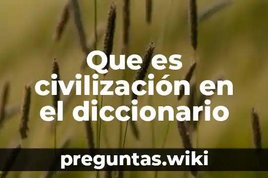 Que es civilización en el diccionario