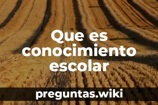 Que es conocimiento escolar