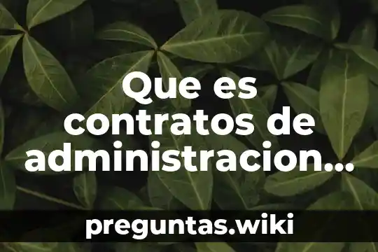 Que es contratos de administracion en los negocios internacionales
