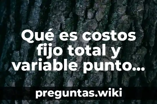 Qué es costos fijo total y variable punto de equilibrio