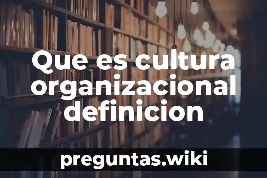 Que es cultura organizacional definicion