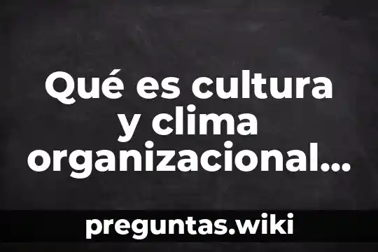 Qué es cultura y clima organizacional en la empresa