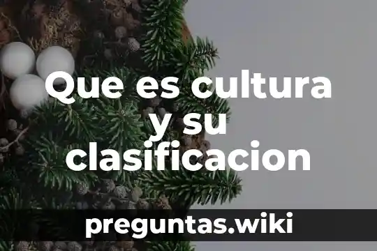 Que es cultura y su clasificacion