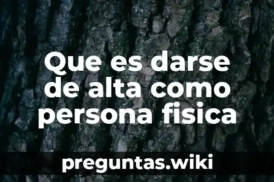 Que es darse de alta como persona fisica