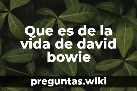 Que es de la vida de david bowie
