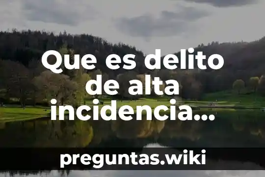 Que es delito de alta incidencia derecho