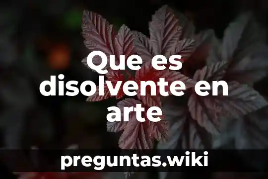 Que es disolvente en arte